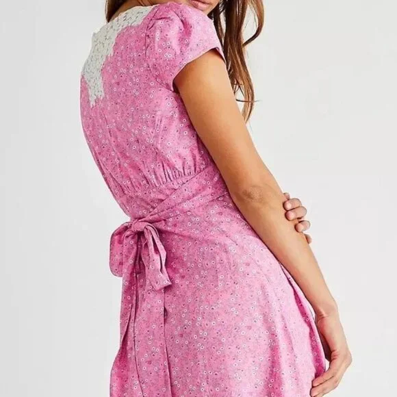 NWOT LoveShackFancy Minuet Lace Trim Midi Dress in Crushed Blueberries XS $425